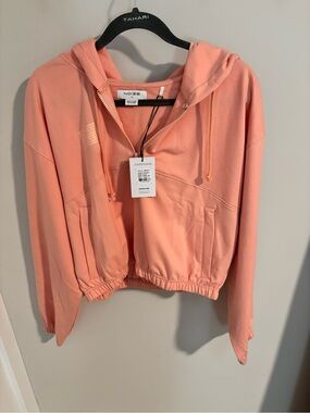 Noize Coral-Peach Cropped Zip Hoodie